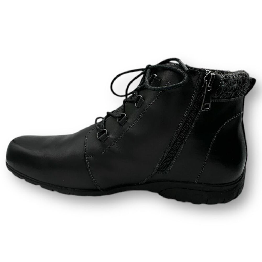Propet Womens Delaney Zip Lace Up Leather Ankle Boots Black Size 11 - Picture 4 of 12